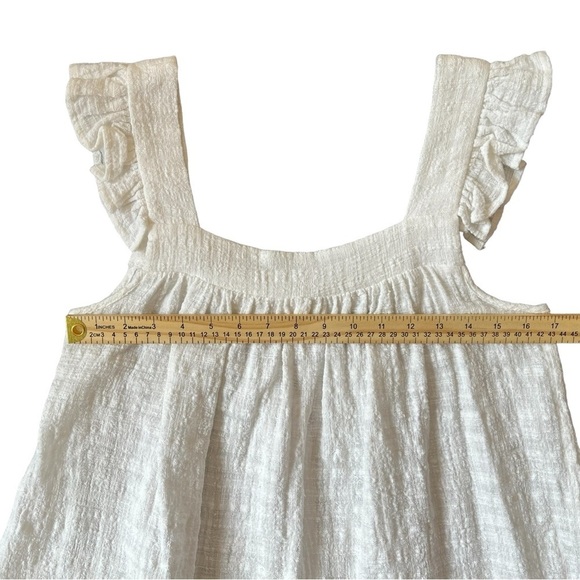 Lumiere Women's Cream Square Neck Ruffled Wide Strap Tank Top Size S - Picture 6 of 10